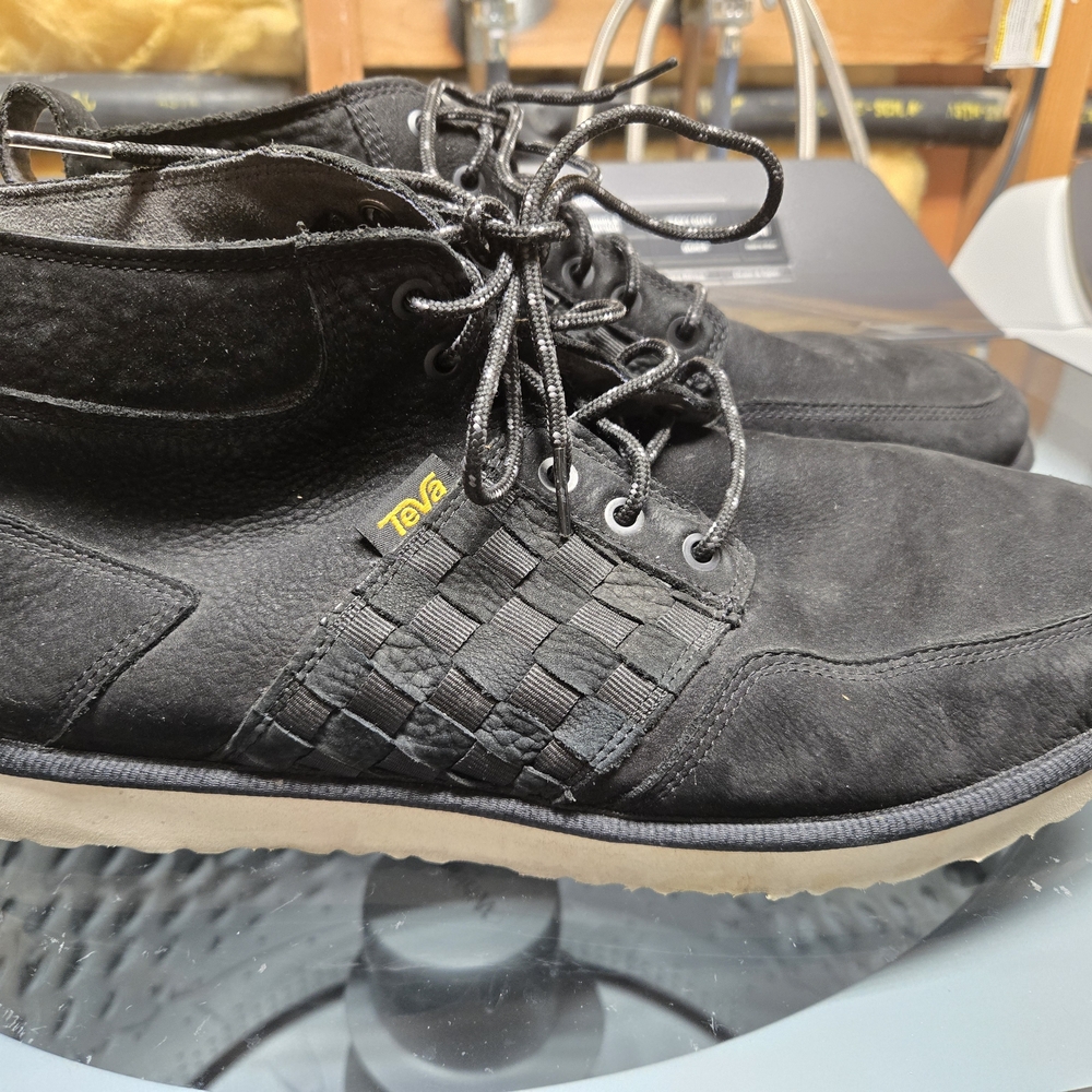 Teva Mens Coromar Black Nubuck Leather Chukka Ankle Boots Size 14  Lace Up